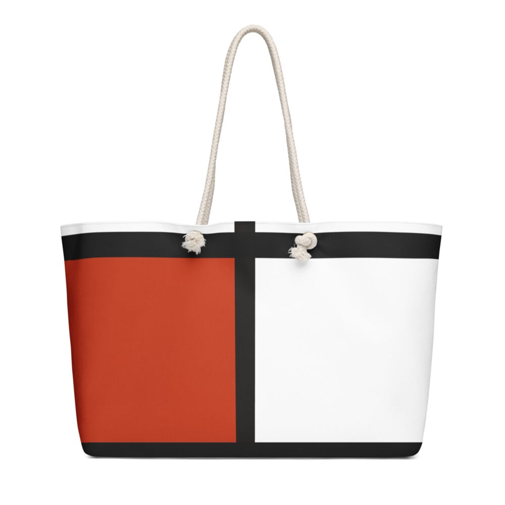 The Art Series (Ode to Saint Laurent) 4 Weekender Bag persimmon red black white 24x13 front art concierge clothing jpg