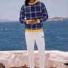 Callum Azure Coast The Tartan Series (Yellow and Blue) Hoodie Fleece Joggers Men’s Slip on Canvas Shoes yellow blue black front art concierge clothing jpg