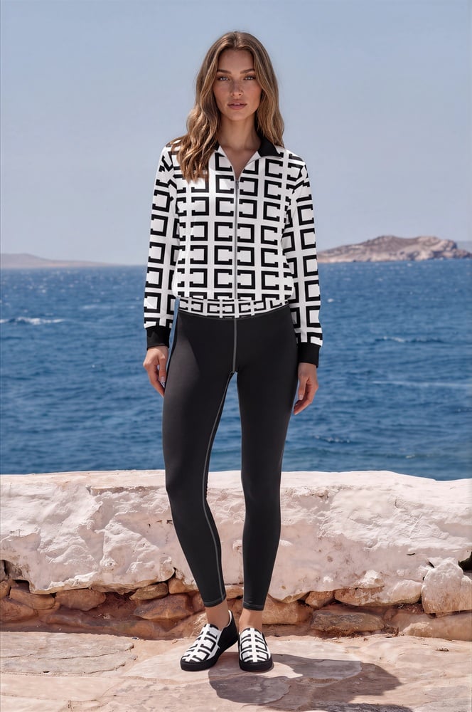 Céline Azure Coast The Art Series (C Shape) Track Jacket Yoga Leggings Women’s Slip on Canvas Shoes white black front art concierge clothing jpg Céline Azure Coast The Art Series (C Shape) Track Jacket Yoga Leggings Women’s Slip on Canvas Shoes white black front art concierge clothing jpg