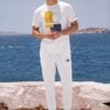 Chace Azure Coast The Tartan Series (Yellow and Blue) Champion T shirt Fleece Joggers Men’s Slip on Canvas Shoes yellow blue black front art concierge clothing jpg