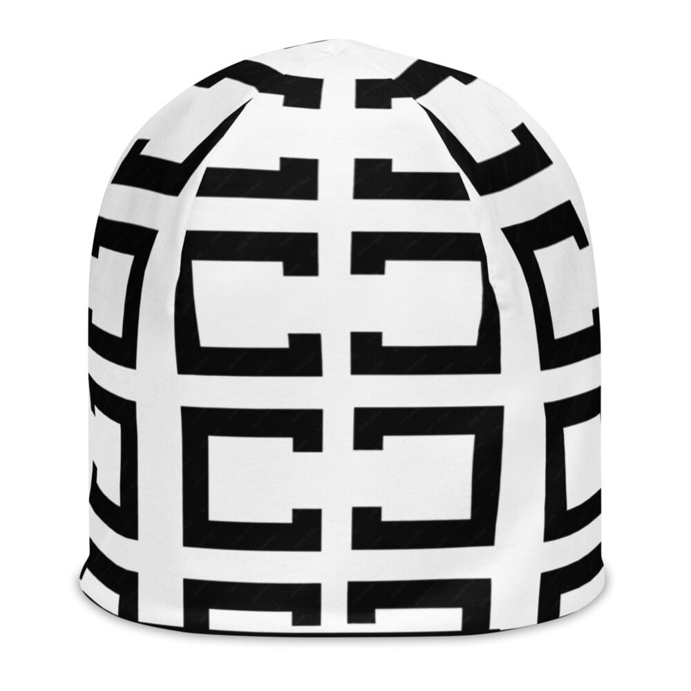 The Art Series (C Shape) Beanie black white front art concierge clothing jpg