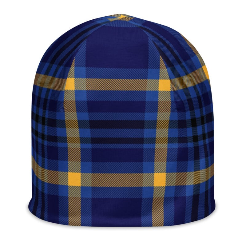 The Tartan Series (Yellow and Blue) Beanie yellow blue white front art concierge clothing jpg