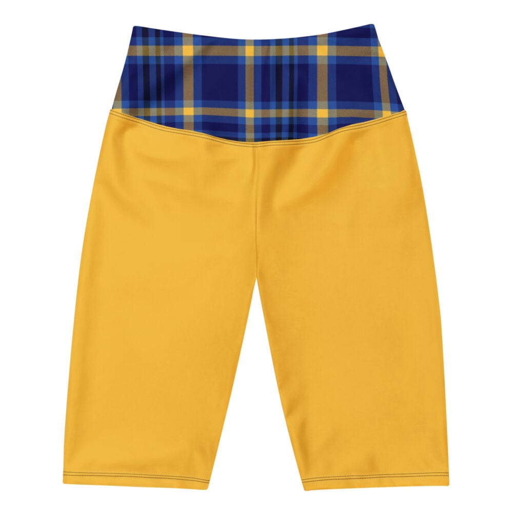 The Tartan Series (Yellow and Blue) Biker Shorts yellow blue white front art concierge clothing jpg