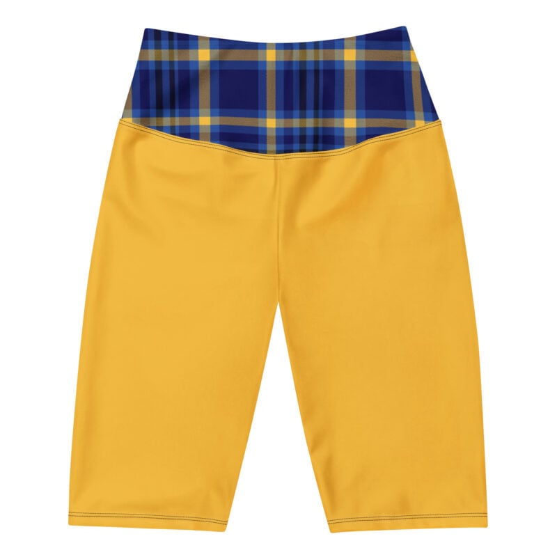 The Tartan Series (Yellow and Blue) Biker Shorts yellow blue white front art concierge clothing jpg