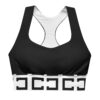 The Art Series (C Shape) Longline Sports Bra black white front art concierge clothing jpg