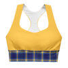 The Tartan Series (Yellow and Blue) Longline Sports Bra yellow blue white front art concierge clothing jpg