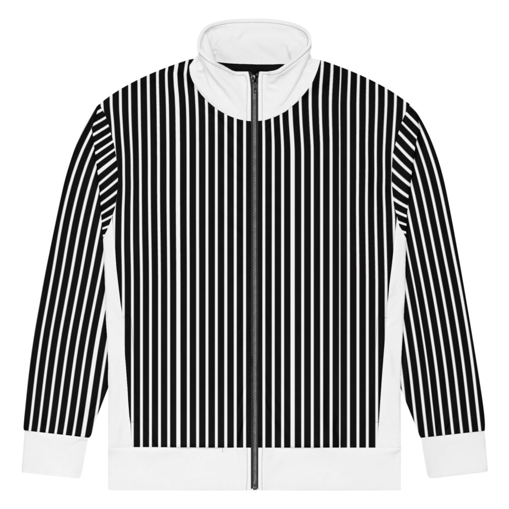 The Stripes Series (Black) Track Jacket BLACK white front art concierge clothing jpg