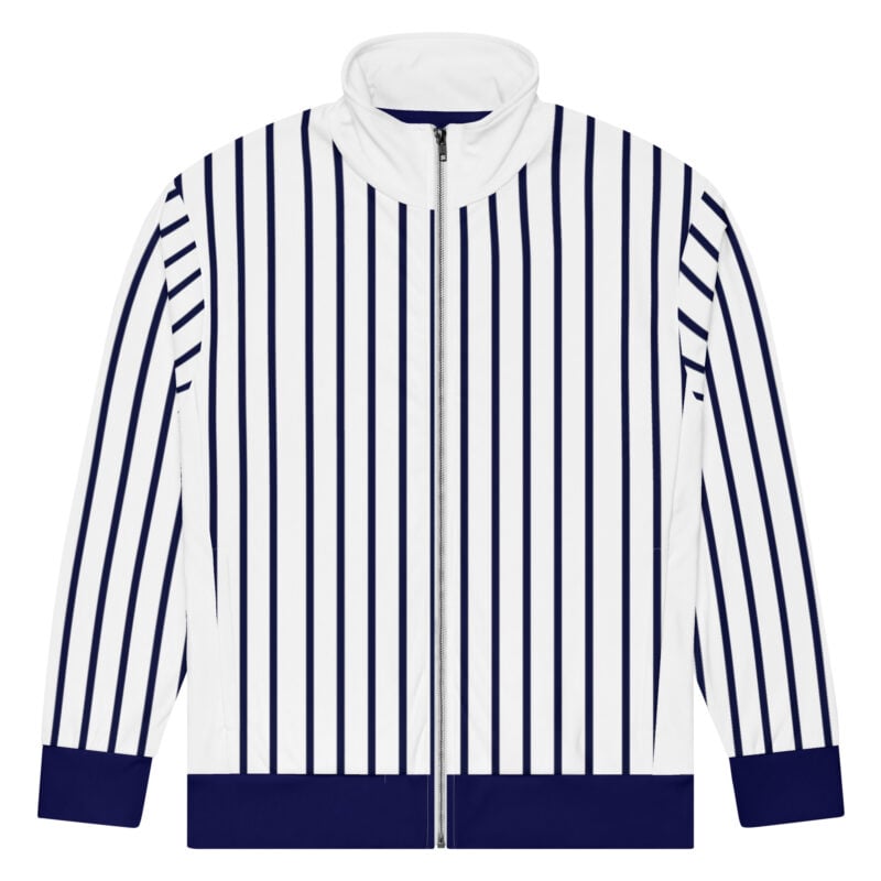 the stripes series (vertical white) track jacket navy white black front art concierge clothing JPG