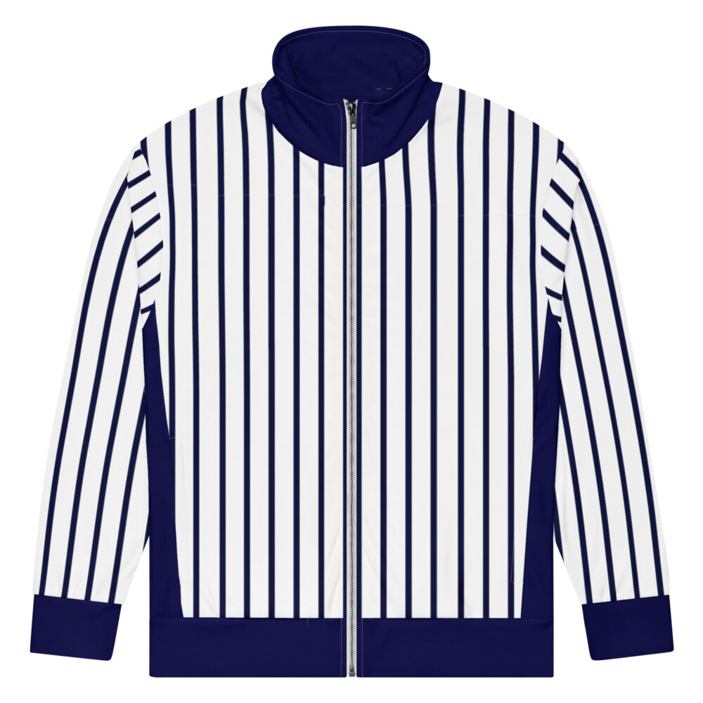 The Stripes Series (Vertical White) Track Jacket Blue white front art concierge clothing JPG
