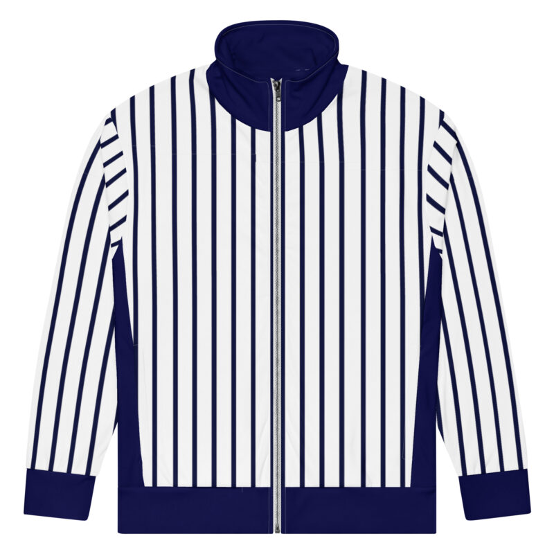 The Stripes Series (Vertical White) Track Jacket Blue white front art concierge clothing JPG