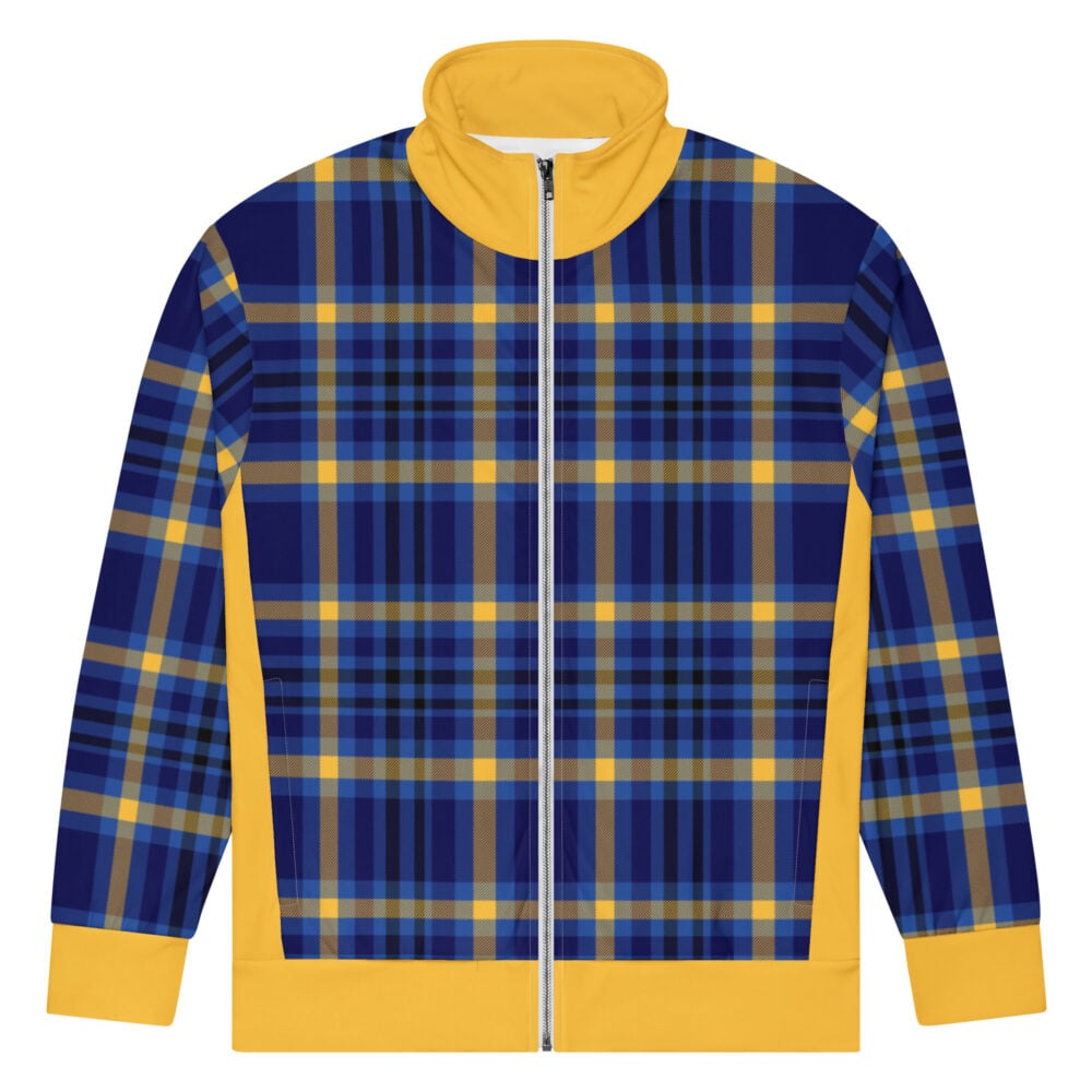 The Tartan Series (Yellow and Blue) Track Jacket yellow blue white front art concierge clothing JPG