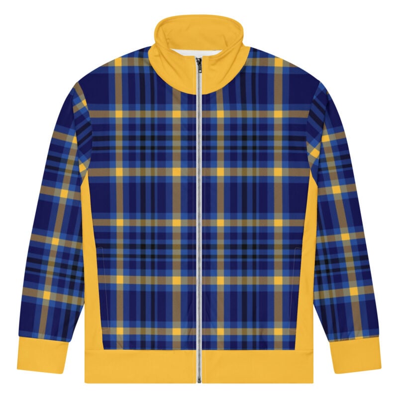 The Tartan Series (Yellow and Blue) Track Jacket yellow blue white front art concierge clothing JPG
