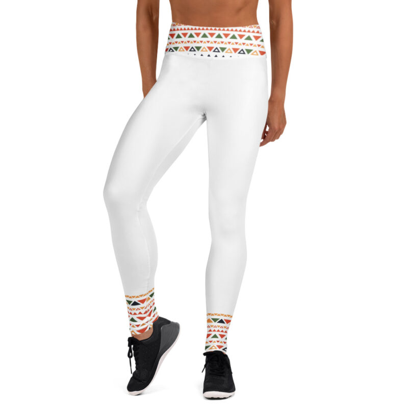 The Art Series (Mexican Triangles) Yoga Leggings multi-color white front art concierge clothing jpg