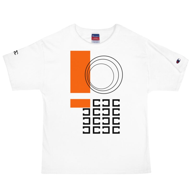 The Art Series (C Shape) Champion T-Shirt persimmon black white front art concierge clothing jpg