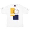 The Tartan Series (Yellow and Blue) Champion T-Shirt yellow blue white front art concierge clothing jpg