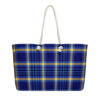 The Tartan Series (Yellow and Blue) Oversized Weekender Bag yellow blue white 24x13 front art concierge clothing jpg